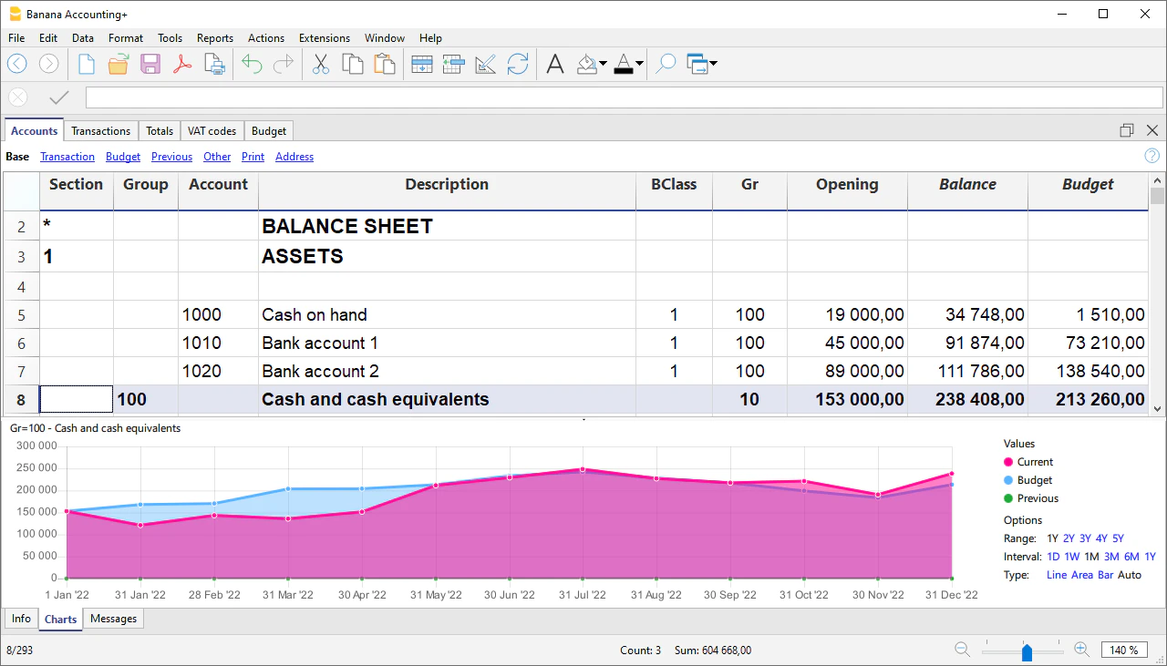 screenshot of Banana Accounting